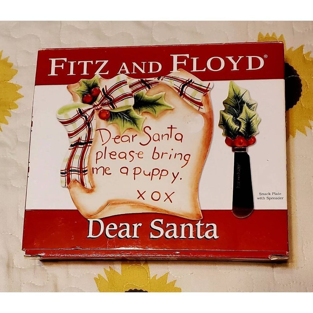 NEW IN BOX FITZ AND FLOYD DEAR SANTA PLATE AND SPREADER SET